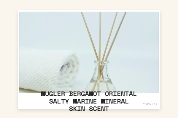 Mugler Bergamot Oriental salty marine mineral skin scent